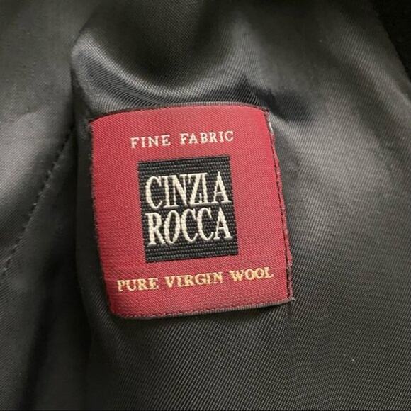 Cinzia Rocca Black Wool Coat Size 16 - Picture 7 of 13